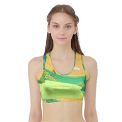 Green Field Illustration Adventure Time Multi Colored Sports Bra With Border by Sarkoni