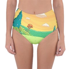 Green Field Illustration Adventure Time Multi Colored Reversible High-waist Bikini Bottoms by Sarkoni