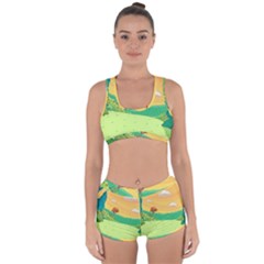 Green Field Illustration Adventure Time Multi Colored Racerback Boyleg Bikini Set by Sarkoni