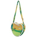 Green Field Illustration Adventure Time Multi Colored Heart Shoulder Bag View1