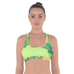 Green Field Illustration Adventure Time Multi Colored Cross Back Sports Bra by Sarkoni