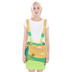 Green Field Illustration Adventure Time Multi Colored Braces Suspender Skirt by Sarkoni