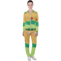 Green Field Illustration Adventure Time Multi Colored Casual Jacket And Pants Set by Sarkoni