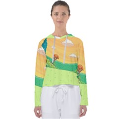 Green Field Illustration Adventure Time Multi Colored Women s Slouchy Sweat by Sarkoni