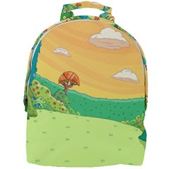 Green Field Illustration Adventure Time Multi Colored Mini Full Print Backpack by Sarkoni