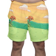 Green Field Illustration Adventure Time Multi Colored Men s Shorts by Sarkoni