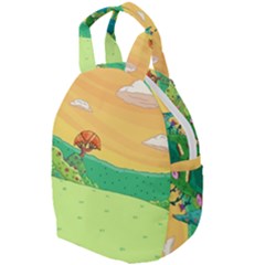 Green Field Illustration Adventure Time Multi Colored Travel Backpack by Sarkoni