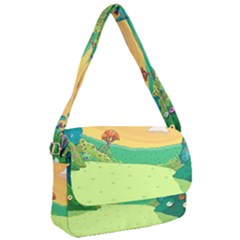 Green Field Illustration Adventure Time Multi Colored Courier Bag by Sarkoni