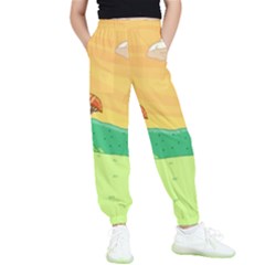 Green Field Illustration Adventure Time Multi Colored Kids  Joggers by Sarkoni