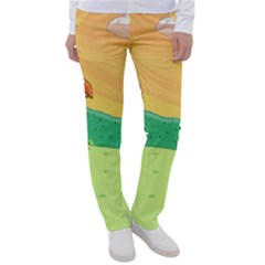 Green Field Illustration Adventure Time Multi Colored Women s Casual Pants by Sarkoni