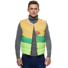 Green Field Illustration Adventure Time Multi Colored Men s Button Up Puffer Vest	 by Sarkoni