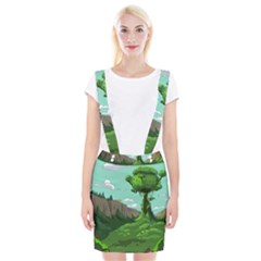 Adventure Time Cartoon Green Color Nature  Sky Braces Suspender Skirt by Sarkoni