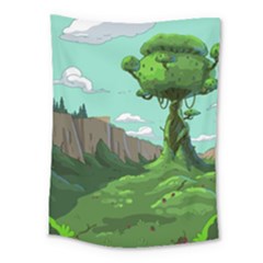 Adventure Time Cartoon Green Color Nature  Sky Medium Tapestry by Sarkoni