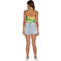 Green Field Illustration Adventure Time Multi Colored Backless Halter Cami Shirt View4