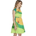 Green Field Illustration Adventure Time Multi Colored Cap Sleeve High Waist Dress View3