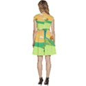 Green Field Illustration Adventure Time Multi Colored Cap Sleeve High Waist Dress View4