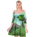 Adventure Time Cartoon Green Color Nature  Sky Cutout Spaghetti Strap Chiffon Dress View1