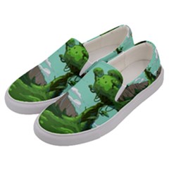 Adventure Time Cartoon Green Color Nature  Sky Men s Canvas Slip Ons by Sarkoni