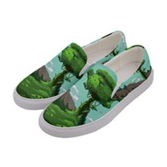 Adventure Time Cartoon Green Color Nature  Sky Women s Canvas Slip Ons by Sarkoni