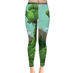 Adventure Time Cartoon Green Color Nature  Sky Inside Out Leggings by Sarkoni