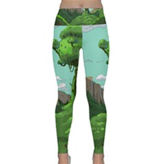 Adventure Time Cartoon Green Color Nature  Sky Lightweight Velour Classic Yoga Leggings by Sarkoni