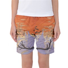 Adventure Time Cartoon Landscape Trees Women s Basketball Shorts by Sarkoni