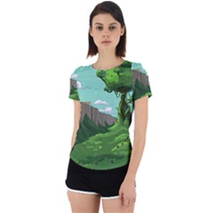 Adventure Time Cartoon Green Color Nature  Sky Back Cut Out Sport T-shirt by Sarkoni