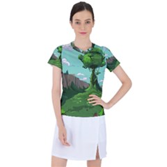 Adventure Time Cartoon Green Color Nature  Sky Women s Sports Top by Sarkoni