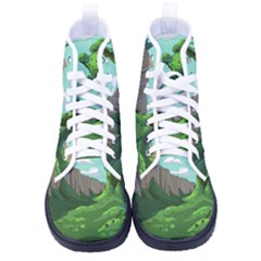 Adventure Time Cartoon Green Color Nature  Sky Women s High-top Canvas Sneakers by Sarkoni