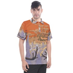 Adventure Time Cartoon Landscape Trees Men s Polo T-shirt by Sarkoni