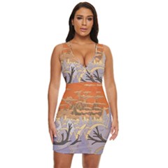 Adventure Time Cartoon Landscape Trees Draped Bodycon Dress by Sarkoni