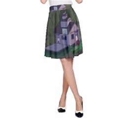 Purple House Cartoon Character Adventure Time Architecture A-line Skirt by Sarkoni