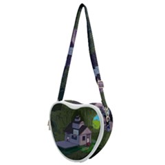 Purple House Cartoon Character Adventure Time Architecture Heart Shoulder Bag by Sarkoni