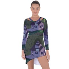 Purple House Cartoon Character Adventure Time Architecture Asymmetric Cut-out Shift Dress by Sarkoni