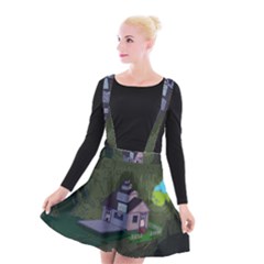 Purple House Cartoon Character Adventure Time Architecture Suspender Skater Skirt by Sarkoni