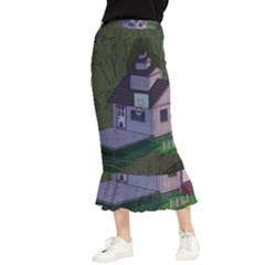 Purple House Cartoon Character Adventure Time Architecture Maxi Fishtail Chiffon Skirt