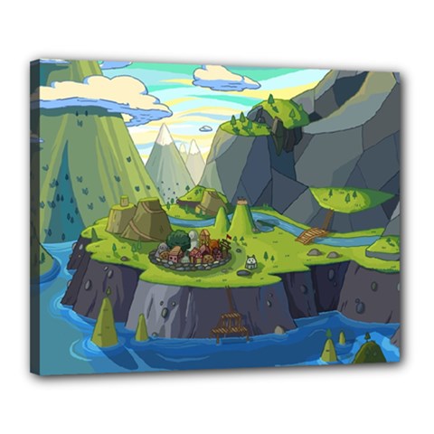 Cartoon Network Mountains Landscapes Seas Illustrations Adventure Time Rivers Canvas 20  x 16  (Stretched)