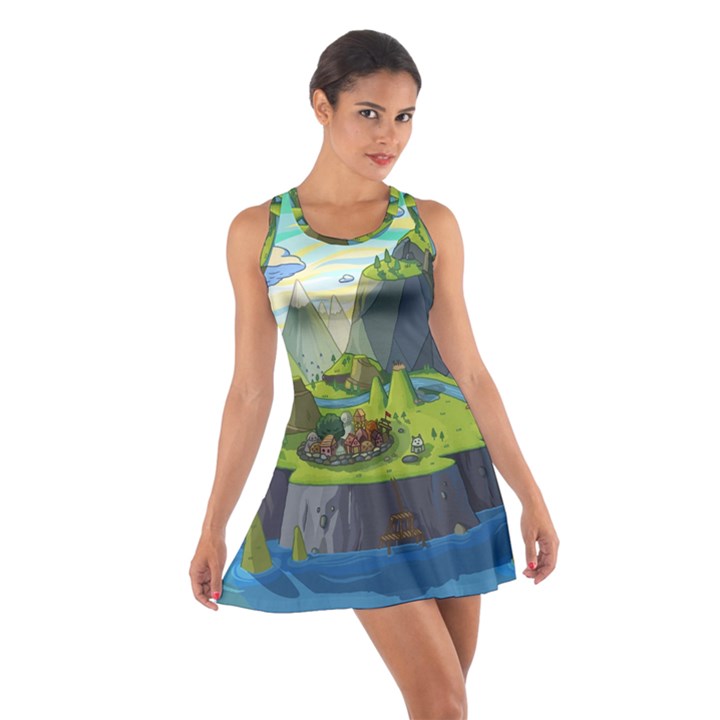 Cartoon Network Mountains Landscapes Seas Illustrations Adventure Time Rivers Cotton Racerback Dress