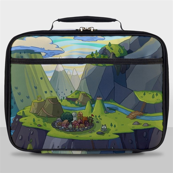 Cartoon Network Mountains Landscapes Seas Illustrations Adventure Time Rivers Full Print Lunch Bag