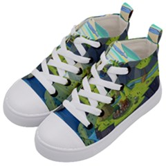 Cartoon Network Mountains Landscapes Seas Illustrations Adventure Time Rivers Kids  Mid-top Canvas Sneakers by Sarkoni