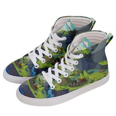 Cartoon Network Mountains Landscapes Seas Illustrations Adventure Time Rivers Men s Hi-Top Skate Sneakers