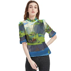 Cartoon Network Mountains Landscapes Seas Illustrations Adventure Time Rivers Frill Neck Blouse