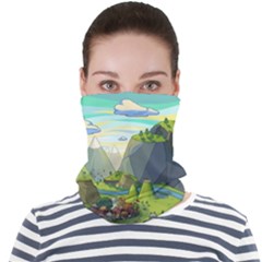 Cartoon Network Mountains Landscapes Seas Illustrations Adventure Time Rivers Face Seamless Bandana (adult) by Sarkoni