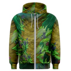 Green Pine Trees Wallpaper Adventure Time Cartoon Green Color Men s Zipper Hoodie by Sarkoni