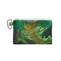 Green Pine Trees Wallpaper Adventure Time Cartoon Green Color Canvas Cosmetic Bag (small) by Sarkoni