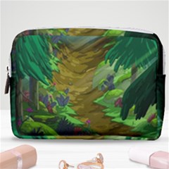 Green Pine Trees Wallpaper Adventure Time Cartoon Green Color Make Up Pouch (medium) by Sarkoni