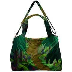 Green Pine Trees Wallpaper Adventure Time Cartoon Green Color Double Compartment Shoulder Bag by Sarkoni