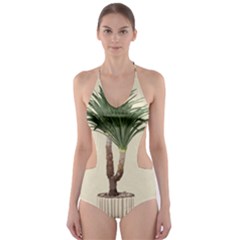 Tree Vector Art In A Flower Pot Cut-out One Piece Swimsuit by Sarkoni