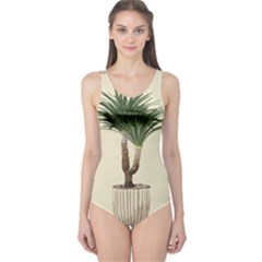 Tree Vector Art In A Flower Pot One Piece Swimsuit by Sarkoni