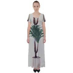 Tree Vector Art In A Flower Pot High Waist Short Sleeve Maxi Dress by Sarkoni